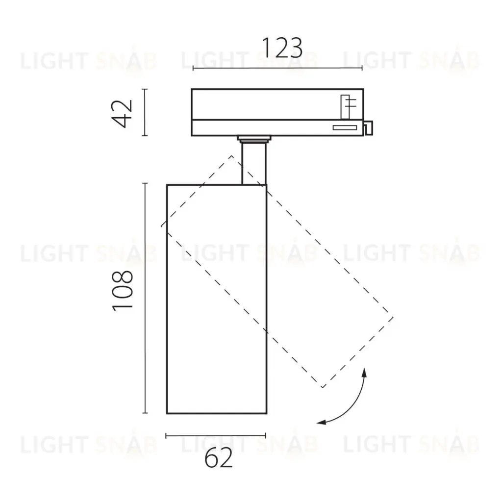Трековый трехфазный светильник Quattro LED 36G с адаптером Lightstar Alta Base A5147QT36G (215147 + 594037 + 215103) A5147QT36G