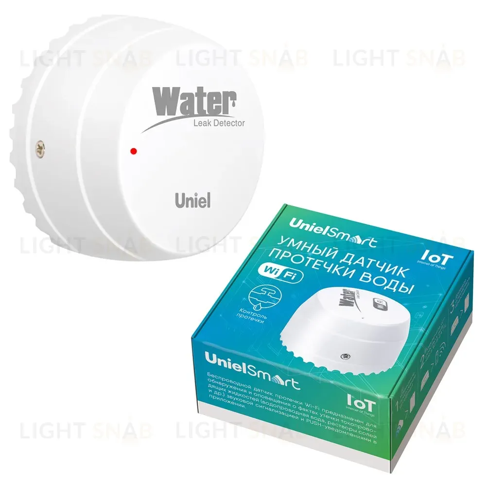 Умный датчик протечки воды Wi-Fi Uniel UL-00011706 USN-A520 WS/WF WHITE USN-A520 WS/WF WHITE