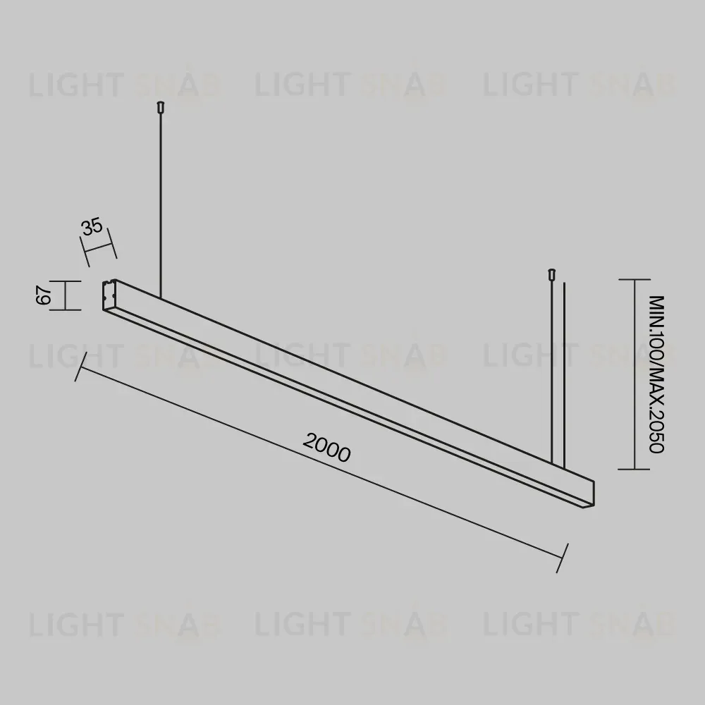 Линейный подвесной светильник Maytoni Technical 4000K 35x35 (Черный, 1 м) LL312012 LL312012
