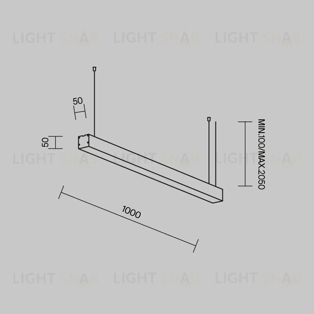 Линейный подвесной светильник Maytoni Technical 3000K 50x50 (Черный, 1 м) LL312027 LL312027