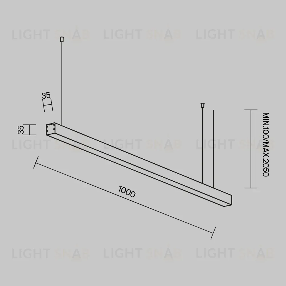 Линейный подвесной светильник Maytoni Technical 4000K 35x35 (Серебро, 1 м) LL312004 LL312004