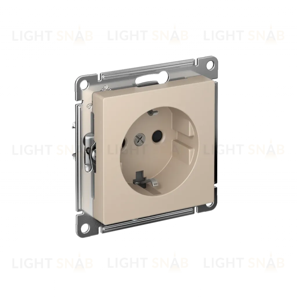 Розетка с заземлением со шторками, 16А, мех., быстрозажим. клем. Systeme Electric AtlasDesign Песочный ATN001245S ATN001245S