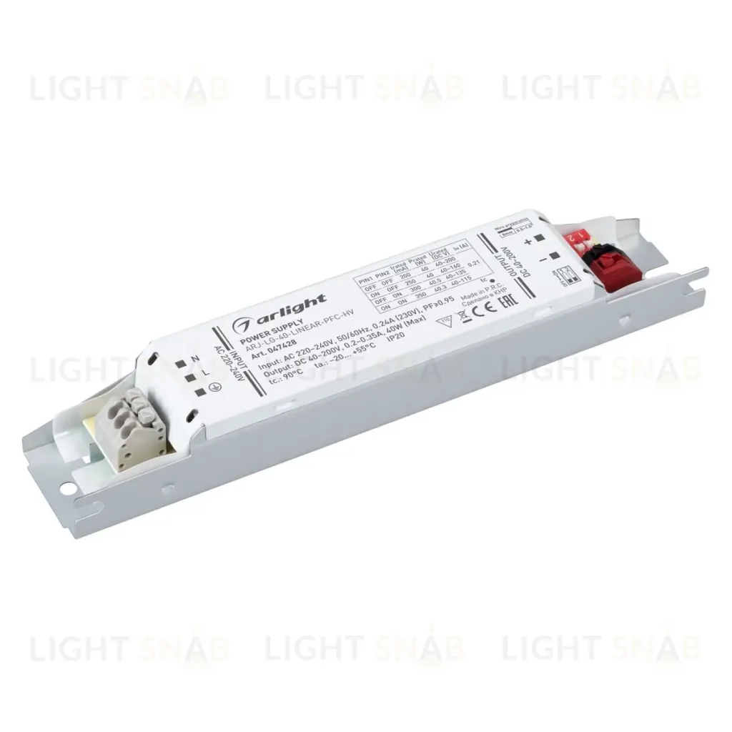 Блок питания Arlight ARJ-LG-40-LINEAR-PFC-HV (40W, 40-200V, 0.2-0.35A) (IP20 Металл) 047428 047428