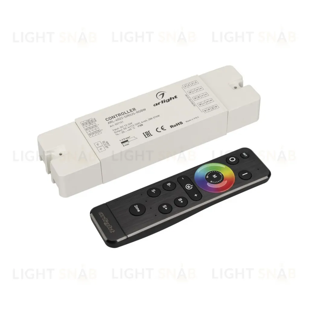 Диммер Arlight ARL-SET-PWM-104-72-RGBW-SH-IN, комплект (12-24V, 4x6A, 2.4G) (IP20 Пластик) 061157 061157