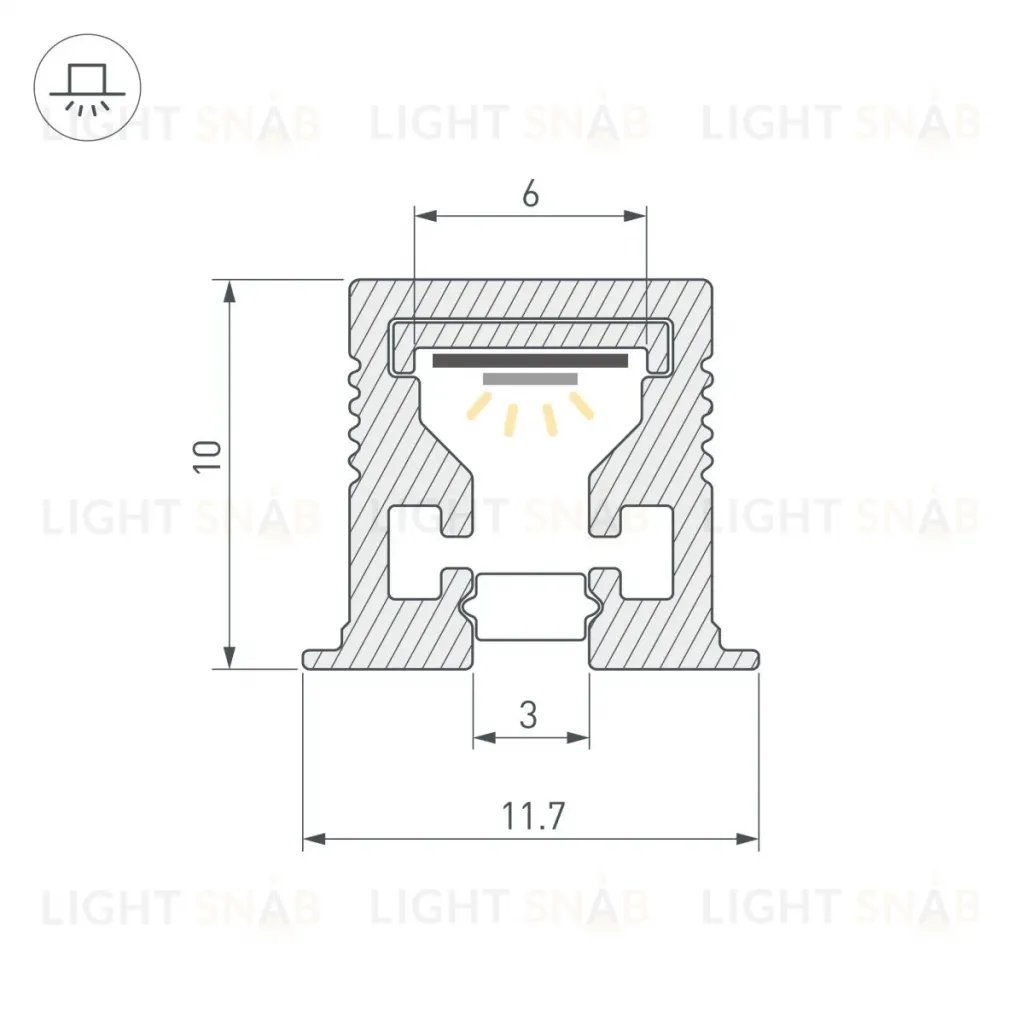 Профиль с экраном Arlight SL-MINI-3-H10-F12-2000 IRON GREY (Алюминий+пластик) 055322 055322