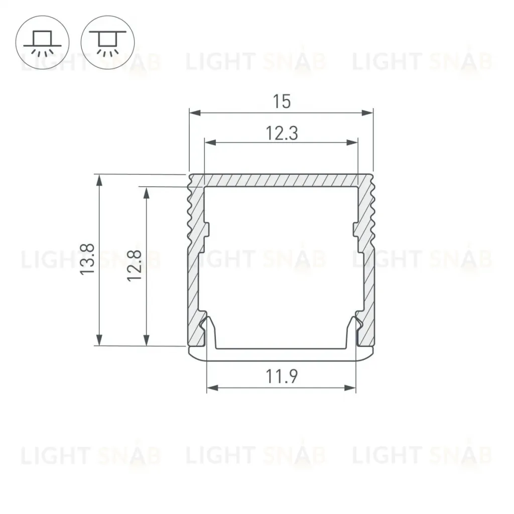 Профиль Arlight SL-MINI-15-3000 ANOD (Алюминий) 061608 061608