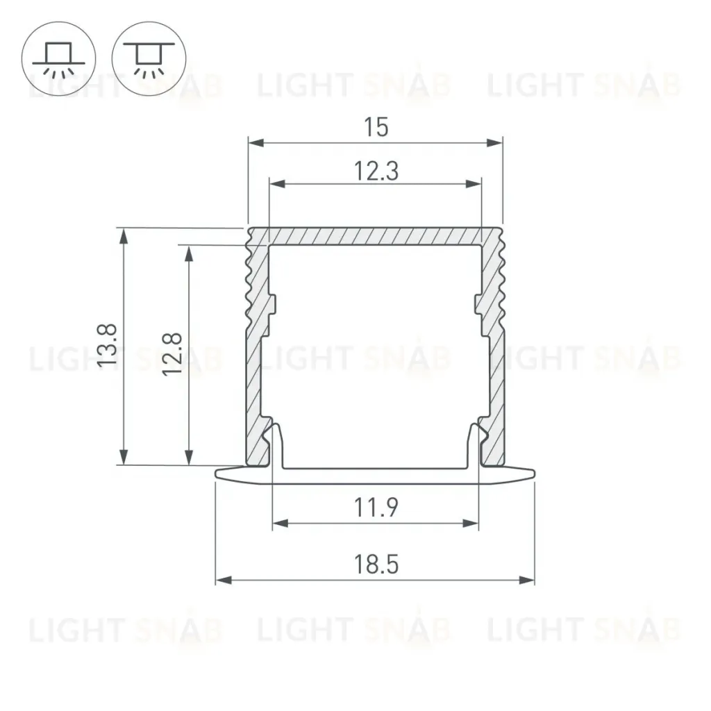 Профиль Arlight SL-MINI-15-3000 ANOD (Алюминий) 061608 061608