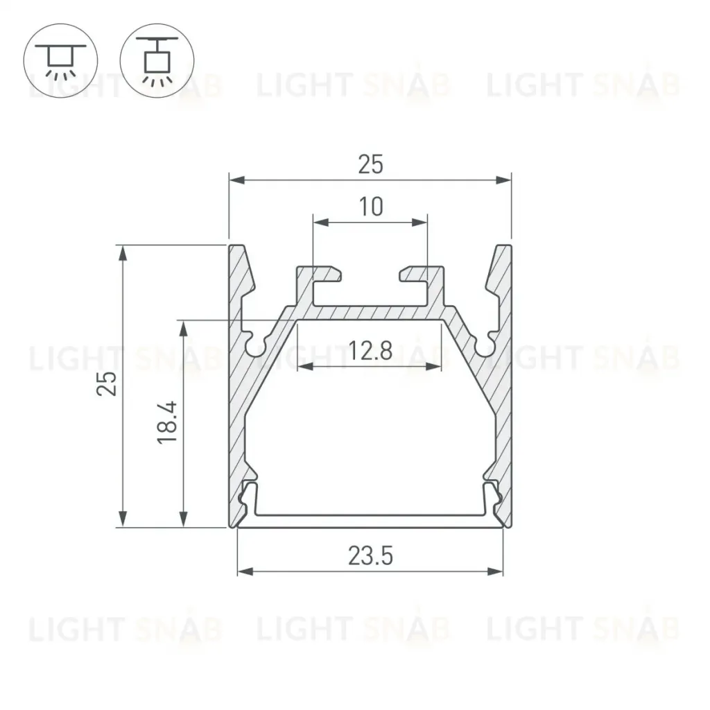 Профиль Arlight LINE-2525-2000 ANOD (Алюминий) 053804 053804