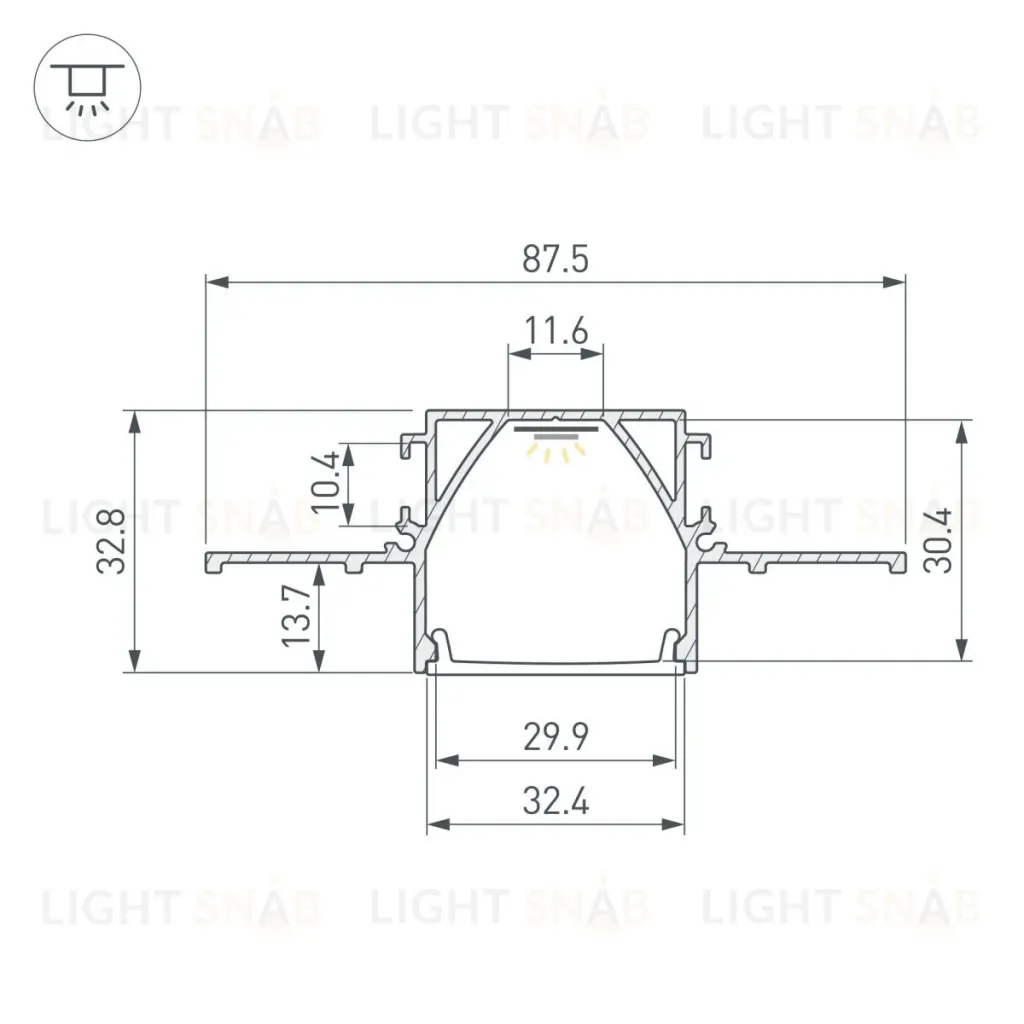 Профиль Arlight Arlight LINIA32-FANTOM-MID-2000 ANOD (Алюминий) 058472 058472