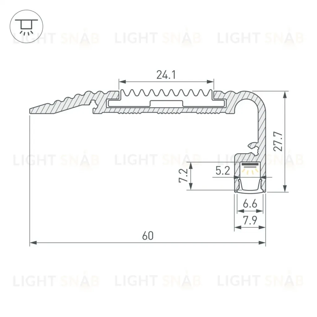 Профиль Arlight STAIR-W60-2000 ANOD (Алюминий) 060866 060866