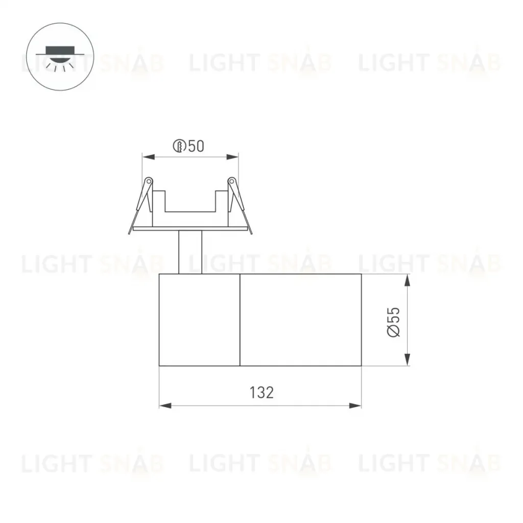 Спот Arlight LGD-ARTEMIS-BUILT-FLAP-R55-12W Warm2700 (BK, 8-80 deg, 230V) (IP20 Металл) 062274 062274