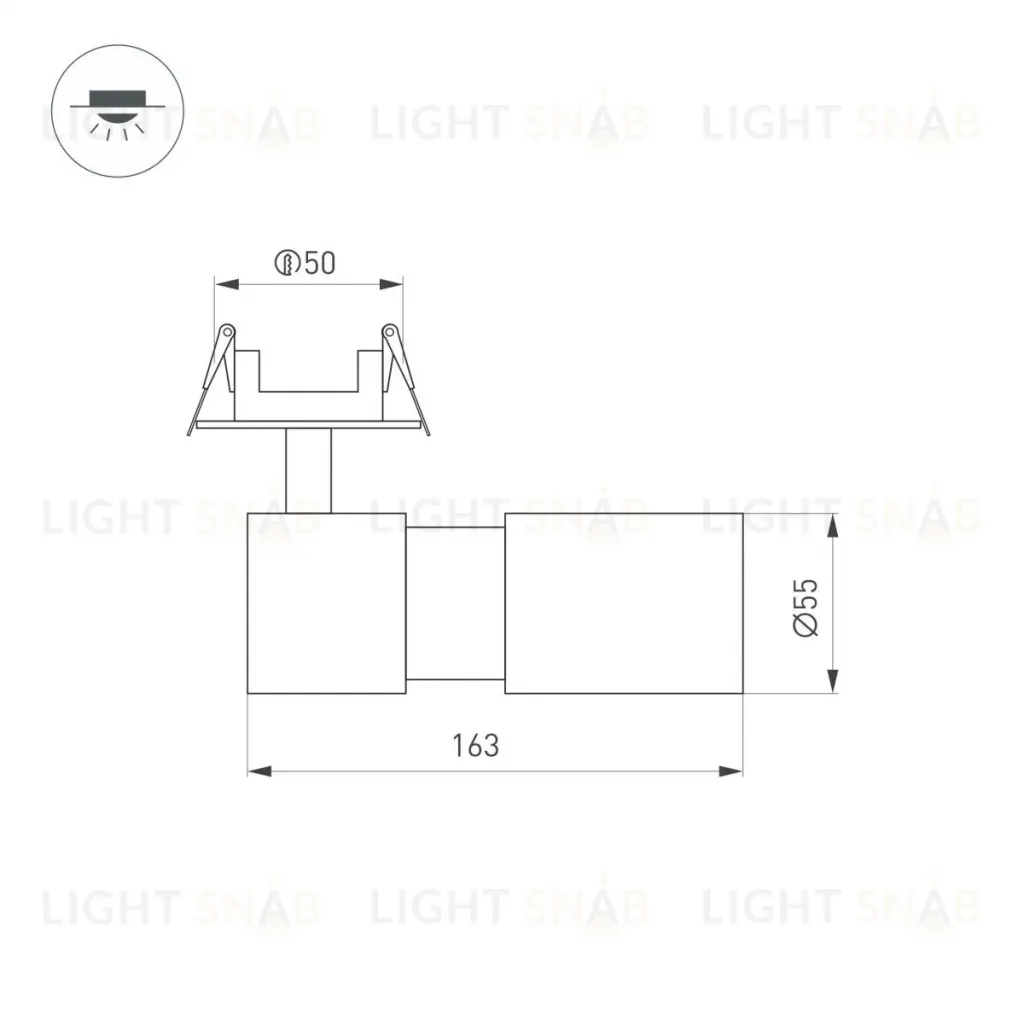 Спот Arlight LGD-ARTEMIS-BUILT-FLAP-R55-12W Warm2700 (BK, 8-80 deg, 230V) (IP20 Металл) 062274 062274