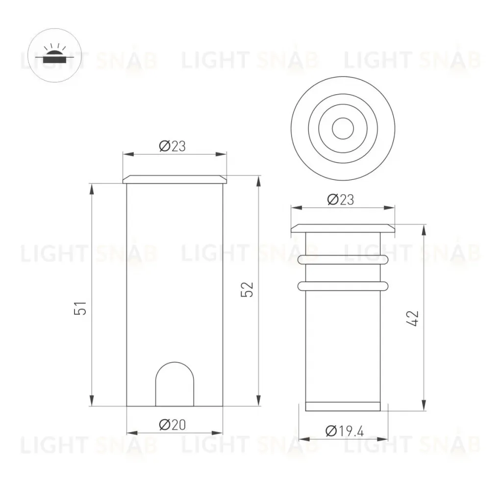 Светильник Arlight ART-PELURU-GROUND-R23-1W Warm2700 (GR, 30 deg, 24V) (IP67 Металл) 057838 057838