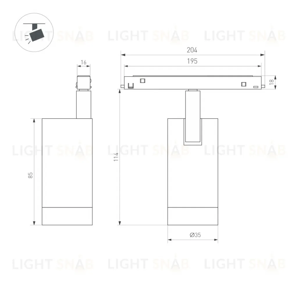 Трековый магнитный светильник Arlight MAG-ORIENT-SPOT-R35-6W Day4000-MIX (BK, 24 deg, 48V, TUYA Zigbee) (IP20 Металл) 056399 056399