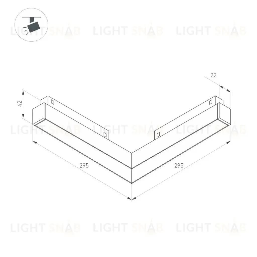 Трековый магнитный светильник Arlight MAG-ORIENT-FLAT-ANGLE-L295-18W Warm3000 (BK, 100 deg, 48V) (IP20 Металл) 060731 060731