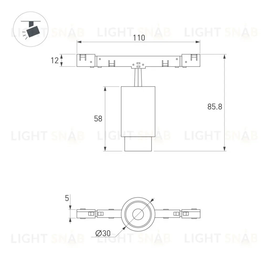 Трековый магнитный светильник Arlight MAG-MICROCOSM-SPOT-ZOOM-R30-2W Day4000 (BK, 15-45 deg, 24V) (IP20 Металл) 050967 050967