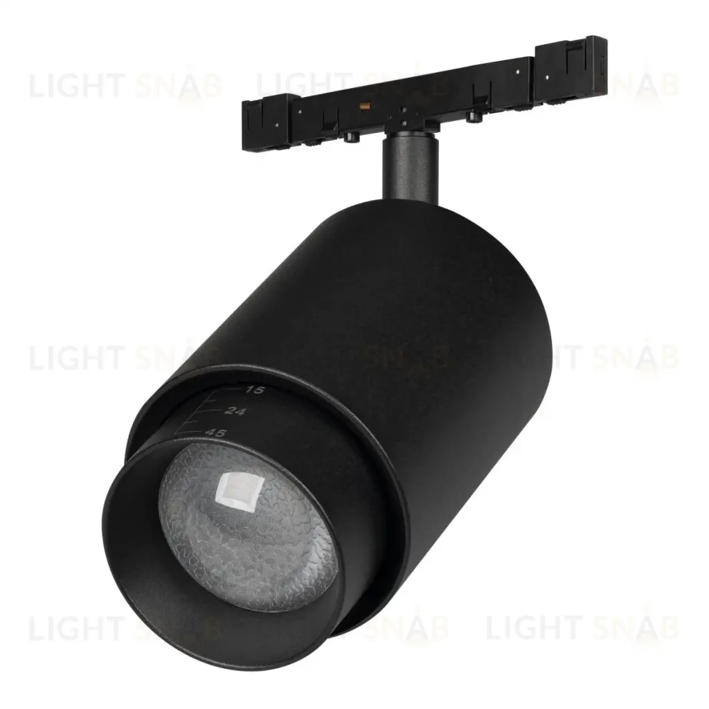 Трековый магнитный светильник Arlight MAG-MICROCOSM-SPOT-ZOOM-R59-12W Day4000 (BK, 20-60 deg, 24V) (IP20 Металл) 052085 052085