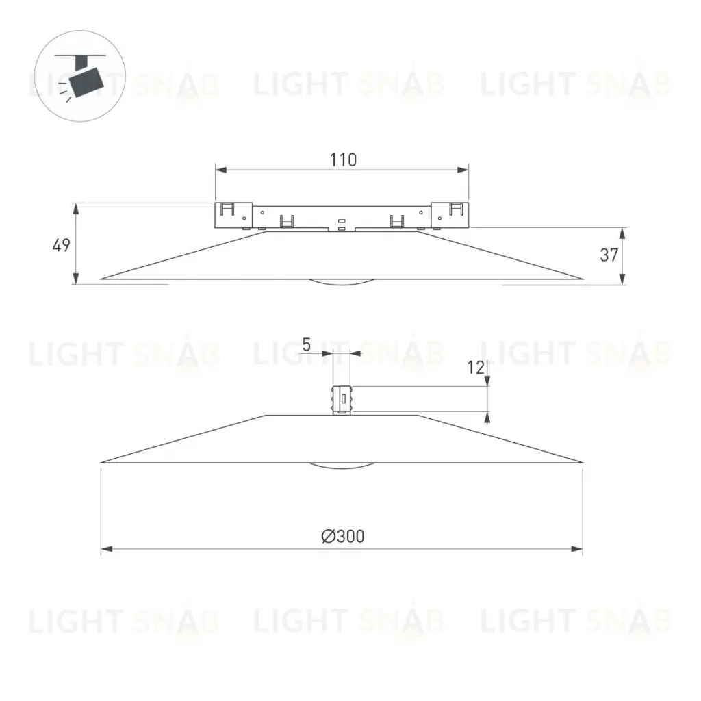 Трековый магнитный светильник Arlight MAG-MICROCOSM-DISCO-R300-7W Day4000 (BK, 36 deg, 24V) (IP20 Металл) 051778 051778