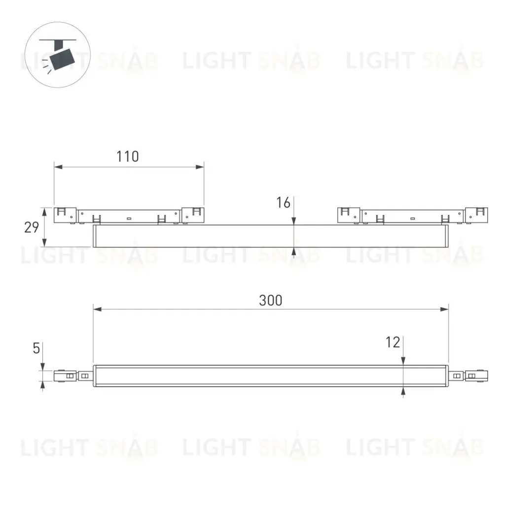 Трековый магнитный светильник Arlight MAG-MICROCOSM-FLAT-L300-10W Day4000 (BK, 100 deg, 24V) (IP20 Металл) 051005 051005