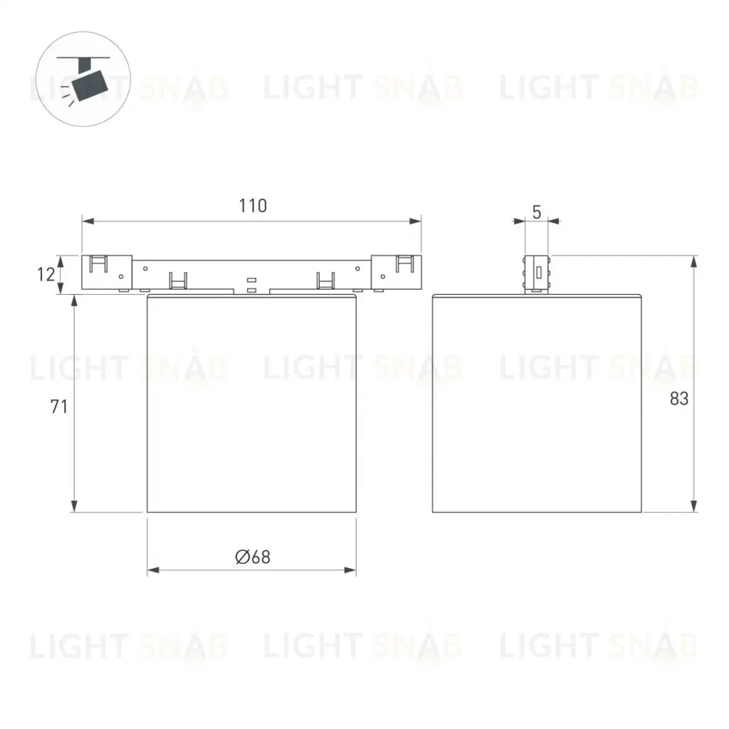 Трековый магнитный светильник Arlight MAG-MICROCOSM-POINT-R68-7W Warm3000 (GD, 36 deg, 24V) (IP20 Металл) 051828 051828