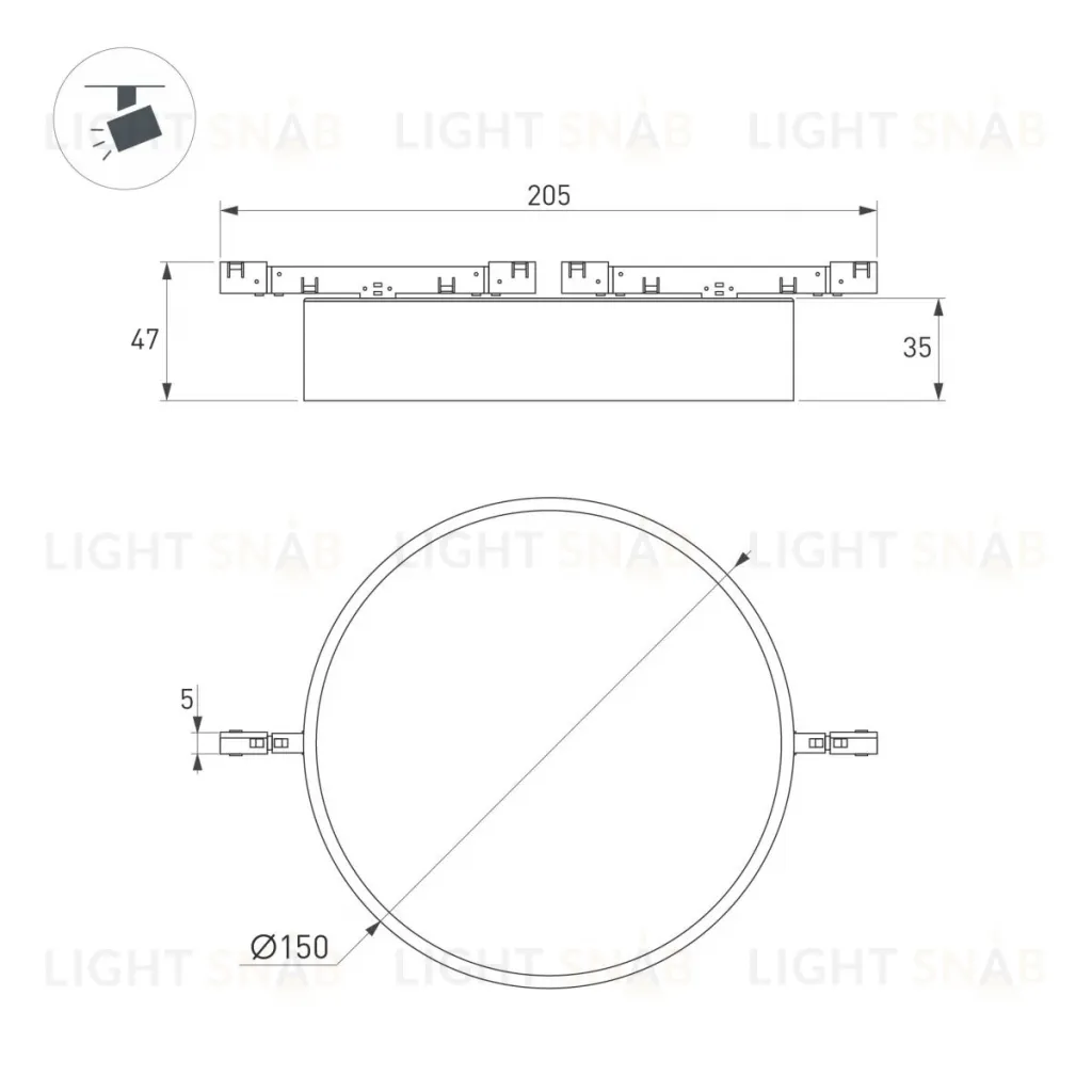 Трековый магнитный светильник Arlight MAG-MICROCOSM-RONDO-R150-15W Warm3000 (WH, 90 deg, 24V) (IP20 Металл) 051824 051824
