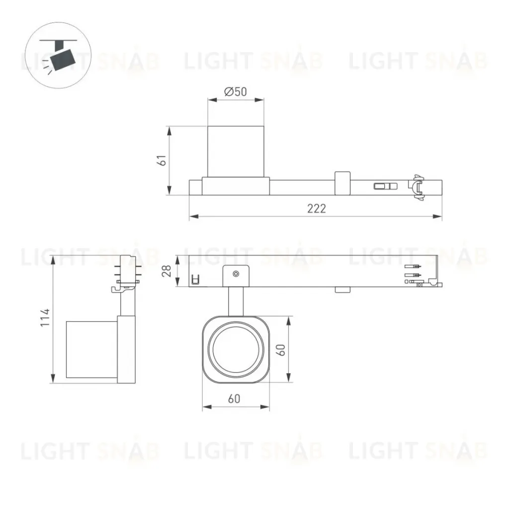 Трековый трехфазный светильник Arlight LGD-DIAFILM-4TR-R60-10W Warm3000 (WH, 20 deg, 230V) (IP20 Металл) 061452 061452