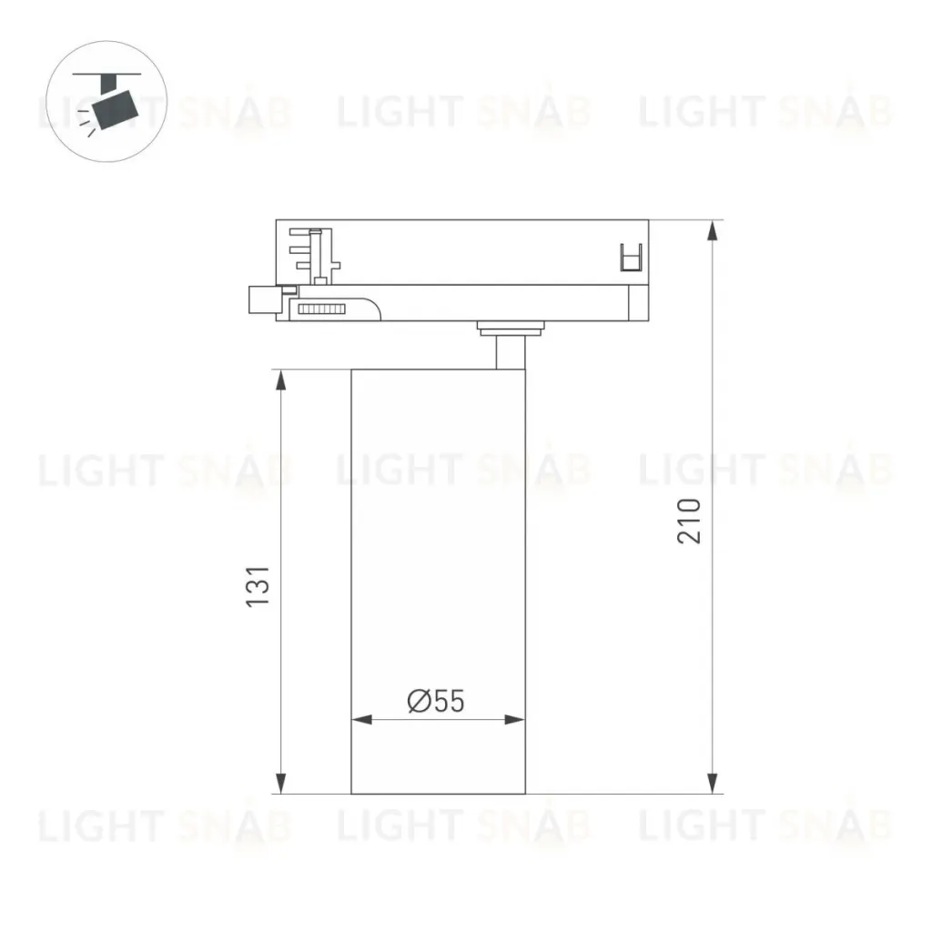 Трековый трехфазный светильник Arlight LGD-SILMA-4TR-R55-4W Warm2700 (BK, 4 deg, 230V) (IP20 Металл) 060464 060464