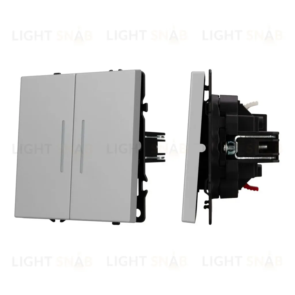 Механизм выключателя двухклавишный непроходной Arlight LED SWT-NOBE-MK02-SFPL-L-IS (230V, 10A) 059418 059418