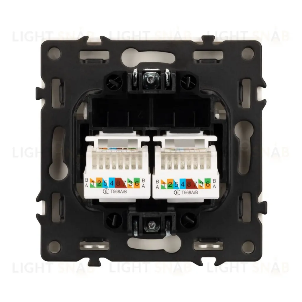 Механизм сдвоенной компьютерной розетки Arlight SCT-NOBE-MPC2-SFPL-CA (RJ-45, CAT6) 059450 059450