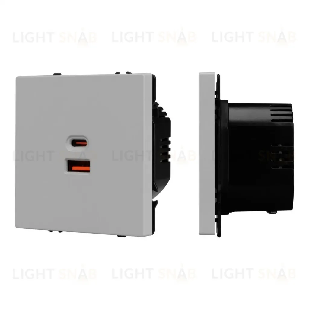 Механизм розетки Arlight с быстрой USB зарядкой SCT-NOBE-MUAC-SFPL-FC-IS (65W, QC3) 059447 059447