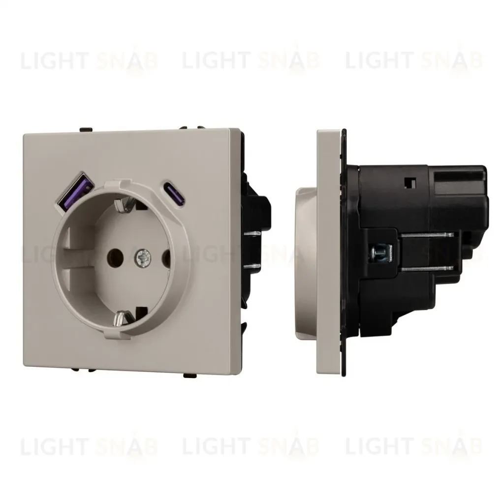 Механизм розетки с USB зарядкой Arlight  SCT-NOBE-MUAC-SFPL-CA (230V, 16A) 059444 059444