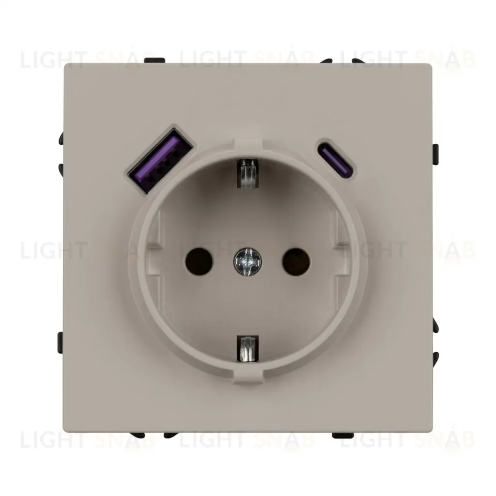 Механизм розетки с USB зарядкой Arlight  SCT-NOBE-MUAC-SFPL-CA (230V, 16A) 059444 059444