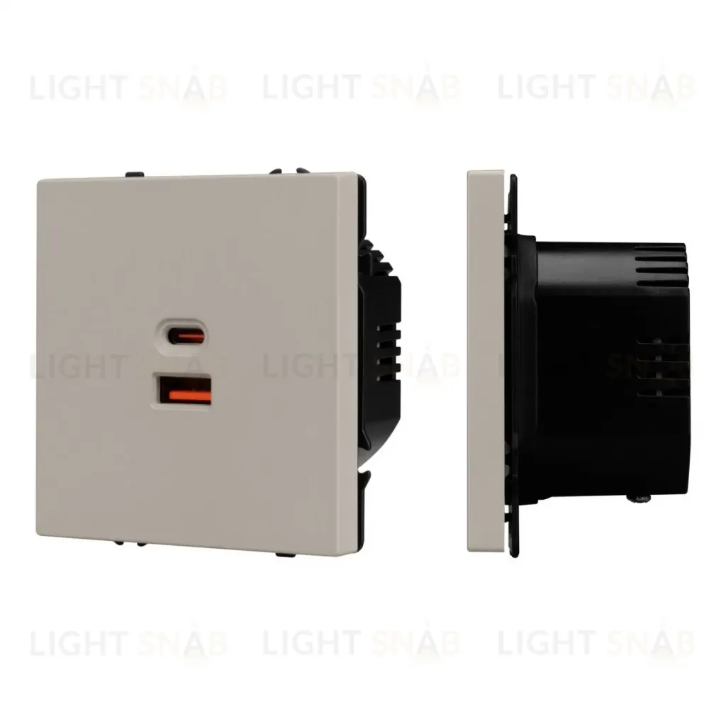Механизм розетки с быстрой USB зарядкой Arlight SCT-NOBE-MUAC-SFPL-FC-CA (65W, QC3) 059446 059446