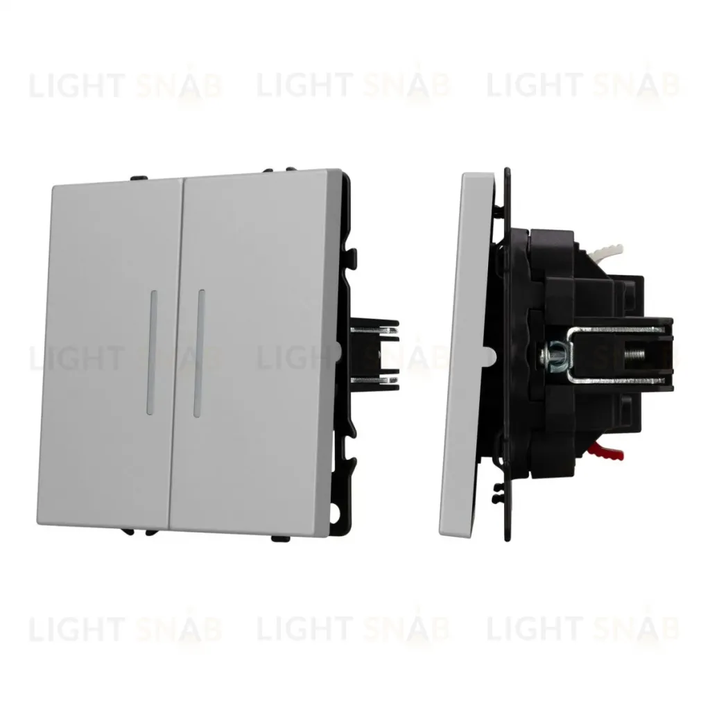 Механизм выключателя двухклавишный проходной Arlight LED SWT-NOBE-MKP2-SFPL-L-IS (230V, 10A) 059415 059415