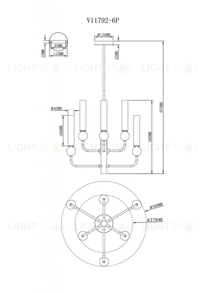 Люстра на штанге Moderli Illis V11792-6P V11792-6P