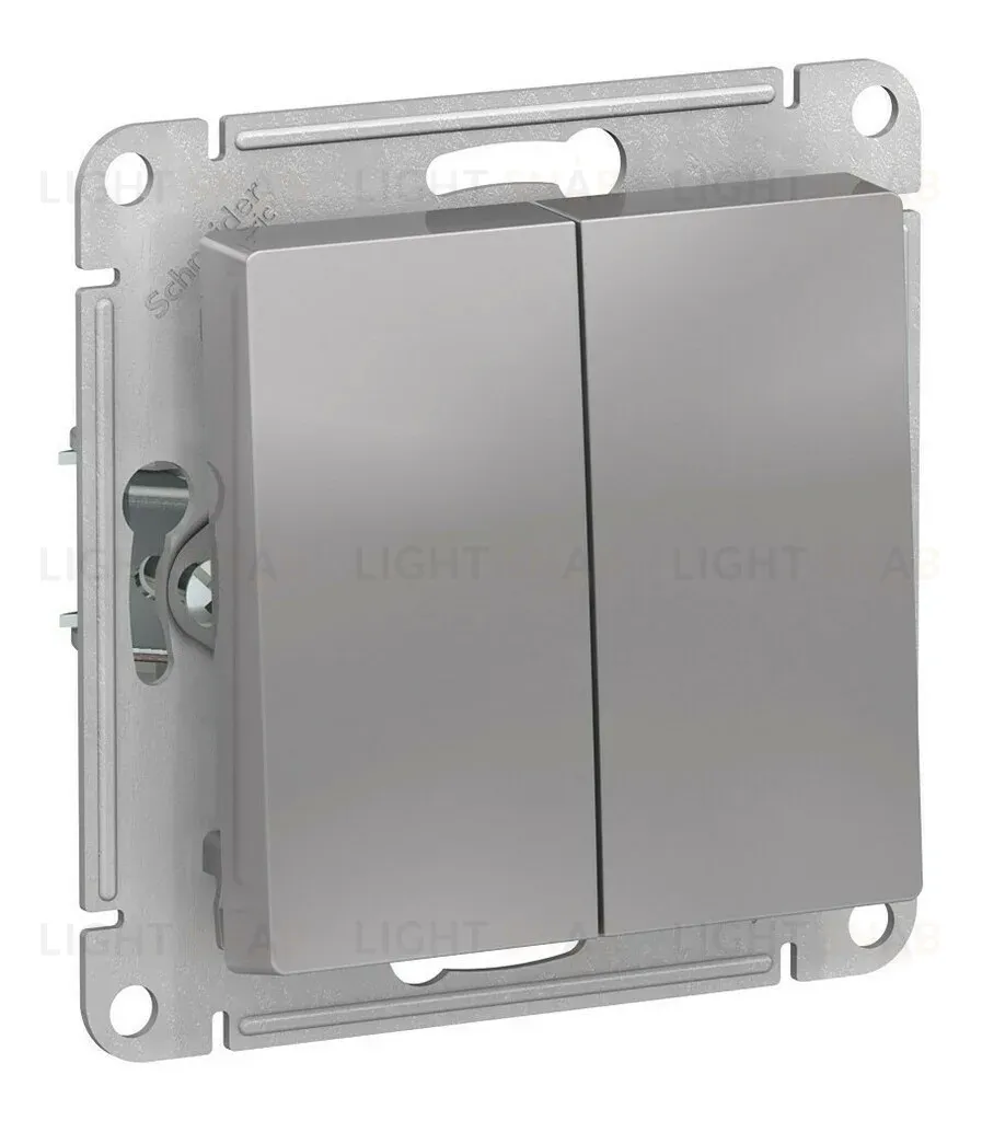 Выключатель 2-клавишный, IP44, сх.5, 10АХ, механизм Systeme Electric AtlasDesign Aqua Алюминий ATN440351 ATN440351