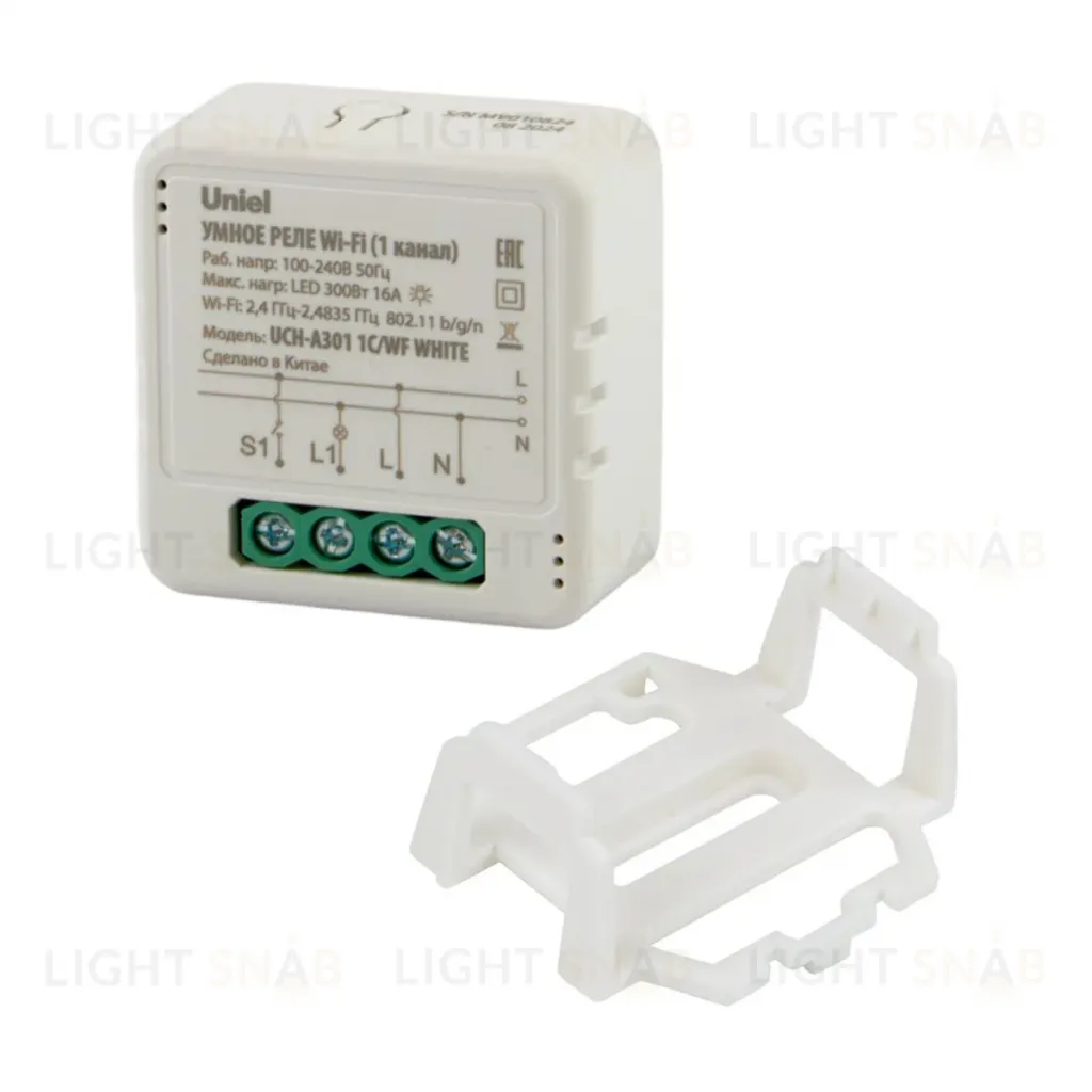 Умное реле Wi-Fi Uniel UL-00011708 1 канал. 100-240В. 16А 300Вт UCH-A301 1C/WF WHITE UCH-A301 1C/WF WHITE