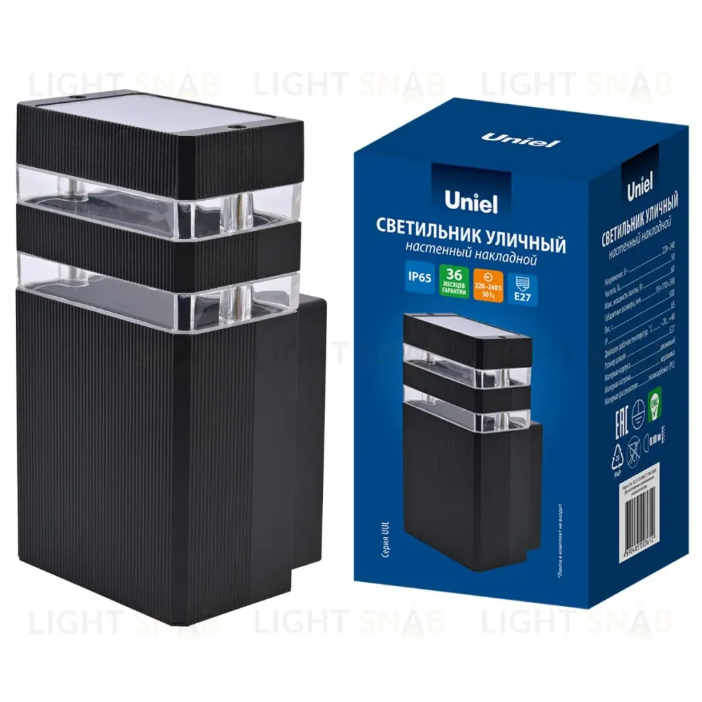 Уличный настенный светильник Uniel UL-00012918 UUL-S17A 60W/E27 IP65 BLACK UUL-S17A 60W/E27 IP65 BLACK