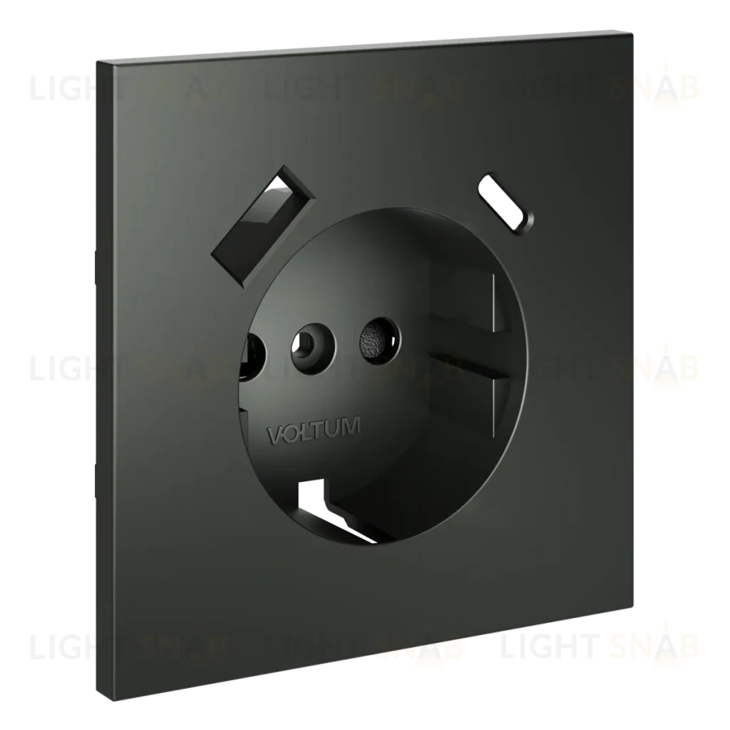 Накладка для розетки с заземлением и защитными шторками, с USB A+C Voltum S70 (титан) VLS001006 VLS001006