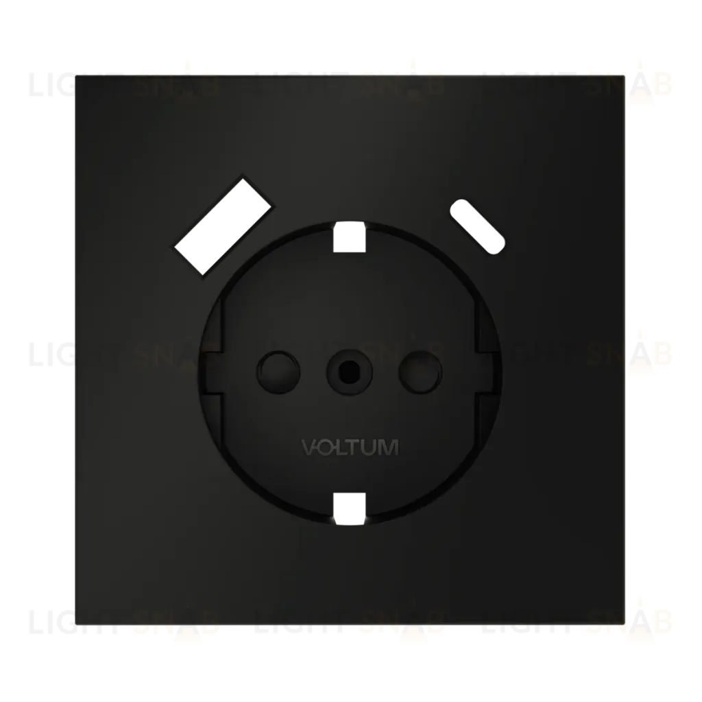 Накладка для розетки с заземлением и защитными шторками, с USB A+C Voltum S70 (черный матовый) VLS001008 VLS001008