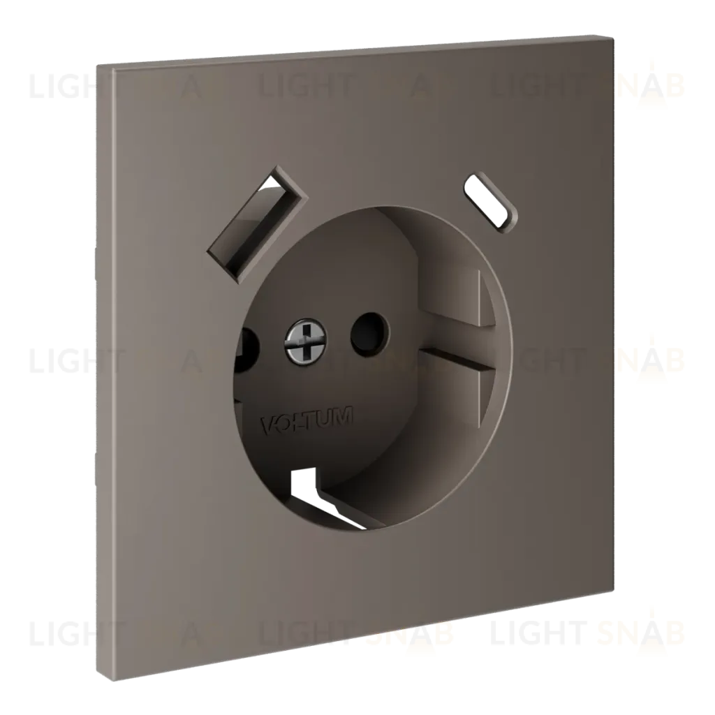 Накладка для розетки с заземлением и защитными шторками, с USB A+C Voltum S70 (капучино) VLS001014 VLS001014