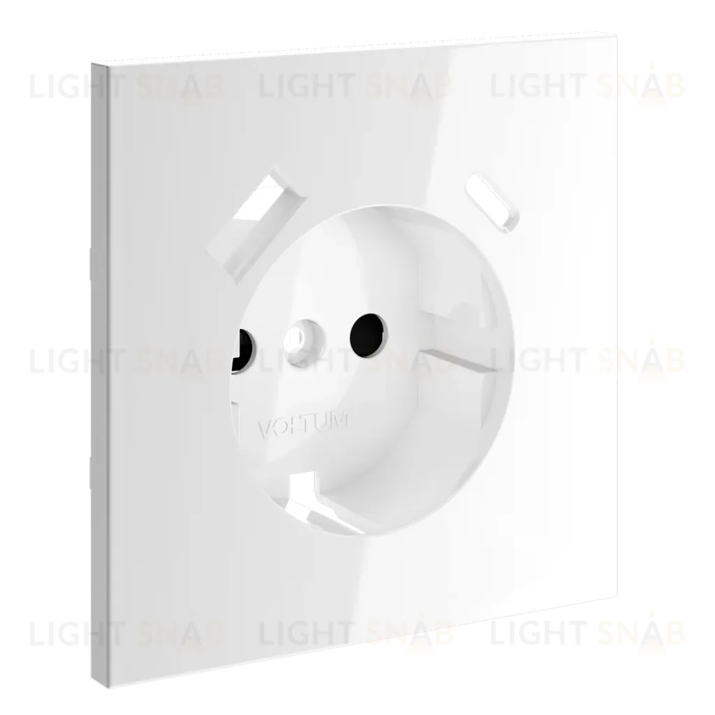 Накладка для розетки с заземлением и защитными шторками, с USB A+C Voltum S70 (белый глянцевый) VLS001001 VLS001001