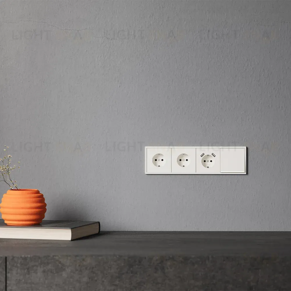 Накладка для розетки с заземлением и защитными шторками, с USB A+A Voltum S70 (хлопок) VLS000913 VLS000913