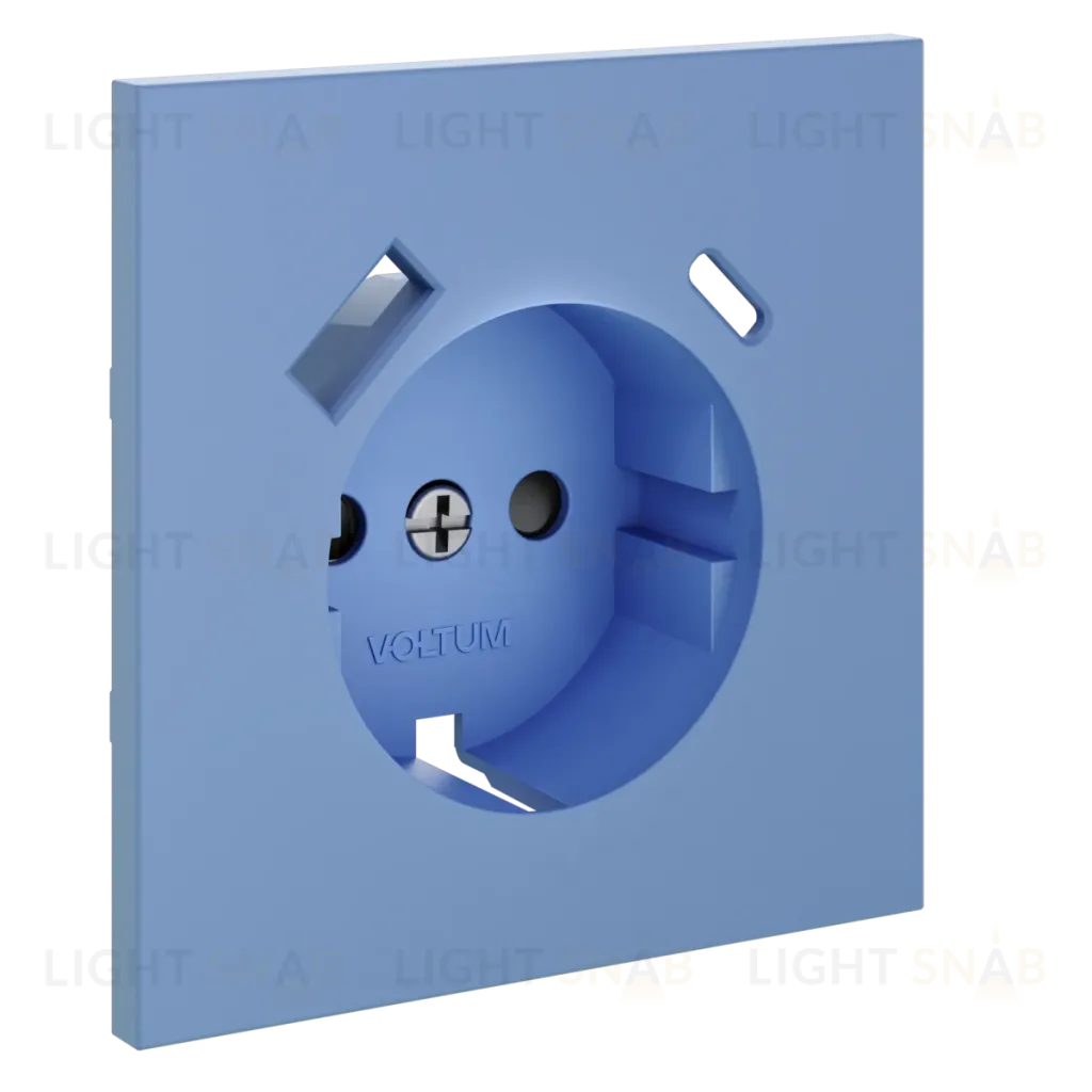 Накладка для розетки с заземлением и защитными шторками, с USB A+C Voltum S70 (деним) VLS001015 VLS001015