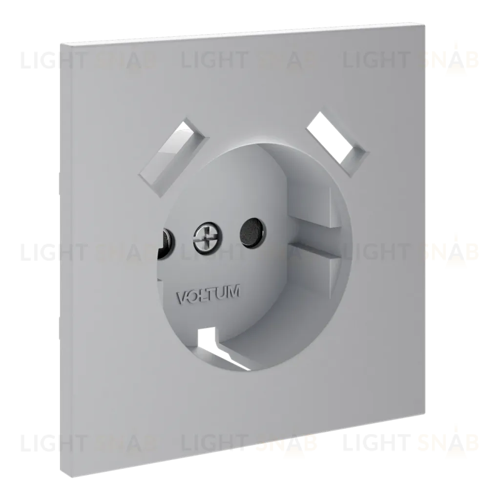 Накладка для розетки с заземлением и защитными шторками, с USB A+A Voltum S70 (серый) VLS000916 VLS000916