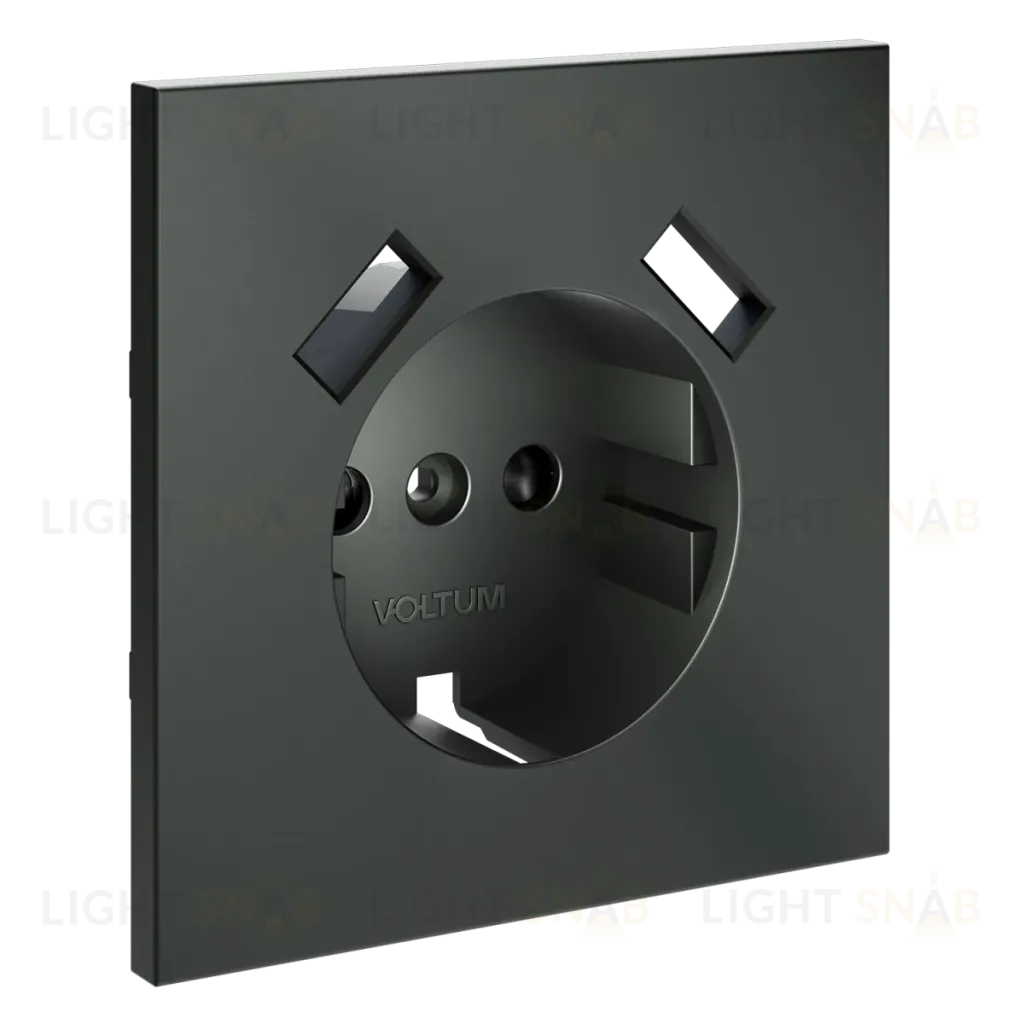 Накладка для розетки с заземлением и защитными шторками, с USB A+A Voltum S70 (титан) VLS000906 VLS000906