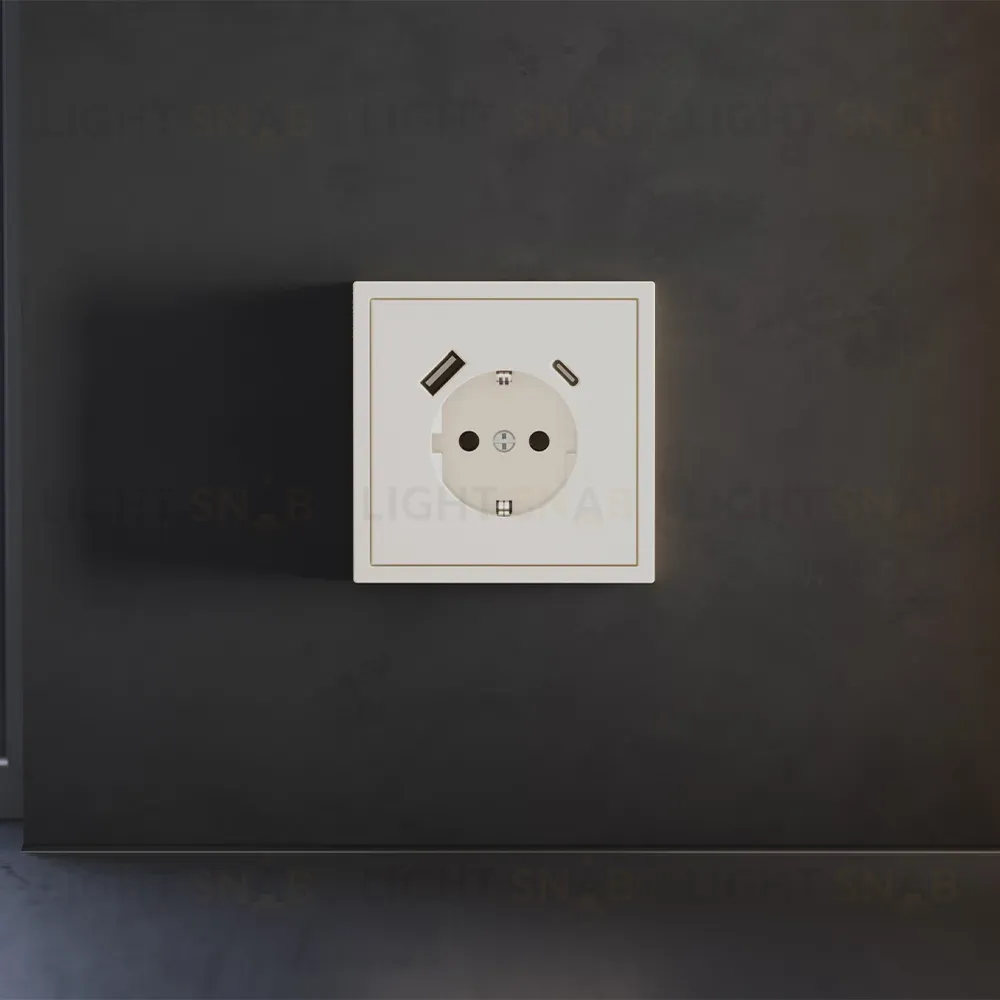 Накладка для розетки с заземлением и защитными шторками, с USB A+C Voltum S70 (хлопок) VLS001013 VLS001013