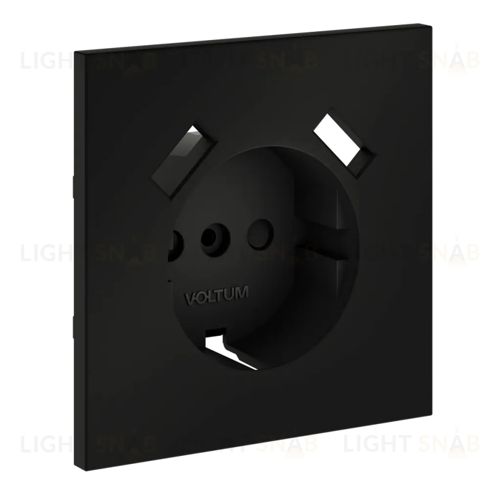 Накладка для розетки с заземлением и защитными шторками, с USB A+A Voltum S70 (черный матовый) VLS000908 VLS000908