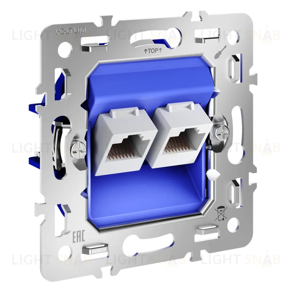 Механизм розетки компьютерной двойной RJ45+RJ45 кат.6 Voltum S70 VLS0602M VLS0602M