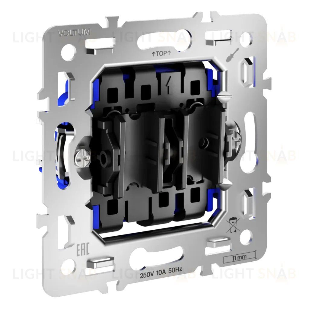 Механизм проходного переключателя двухклавишного 10А Voltum S70 VLS0203M VLS0203M